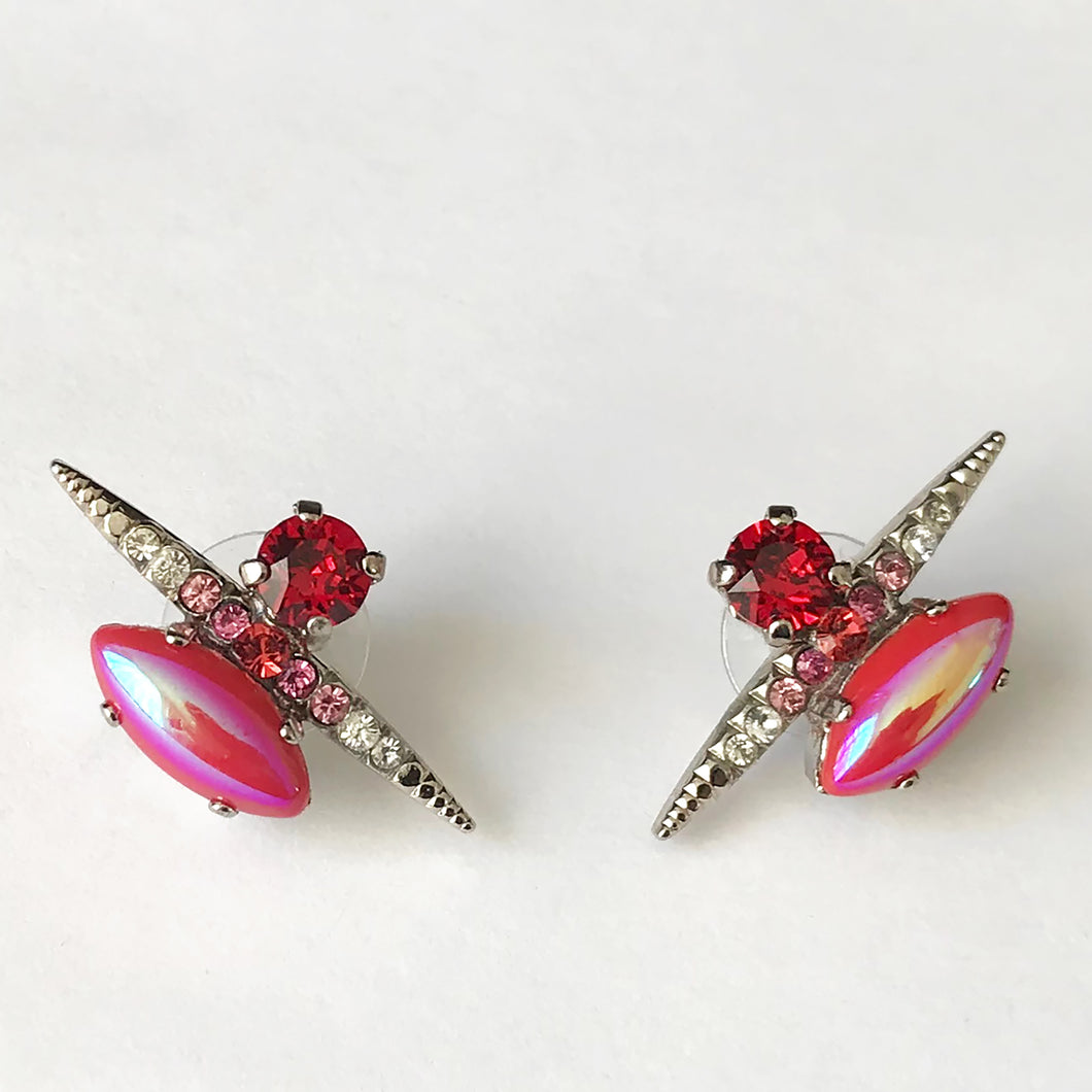 Red Silver Stud Earrings - Heiter Jewellery