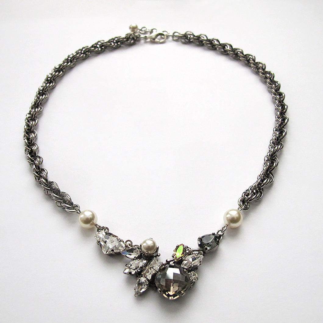 Black Diamond and Crystal Necklace - Heiter Jewellery