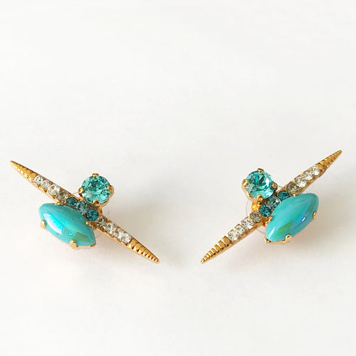 Turquoise Gold Stud Earrings - Heiter Jewellery