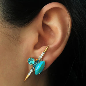 Turquoise Gold Stud Earrings - Heiter Jewellery