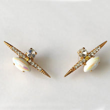 Load image into Gallery viewer, White AB Gold Stud Earrings - Heiter Jewellery
