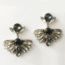 Load image into Gallery viewer, Chrysler Black Crystal Fan Earrings - Heiter Jewellery
