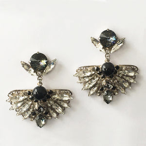 Chrysler Black Crystal Fan Earrings - Heiter Jewellery