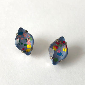 Pastel blue Polka dot stud earrings - Heiter Jewellery