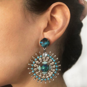 Turquoise Crystal hoop earrings - Heiter Jewellery