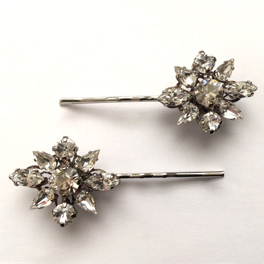 Crystal Flower Bobby Pin Set - Heiter Jewellery