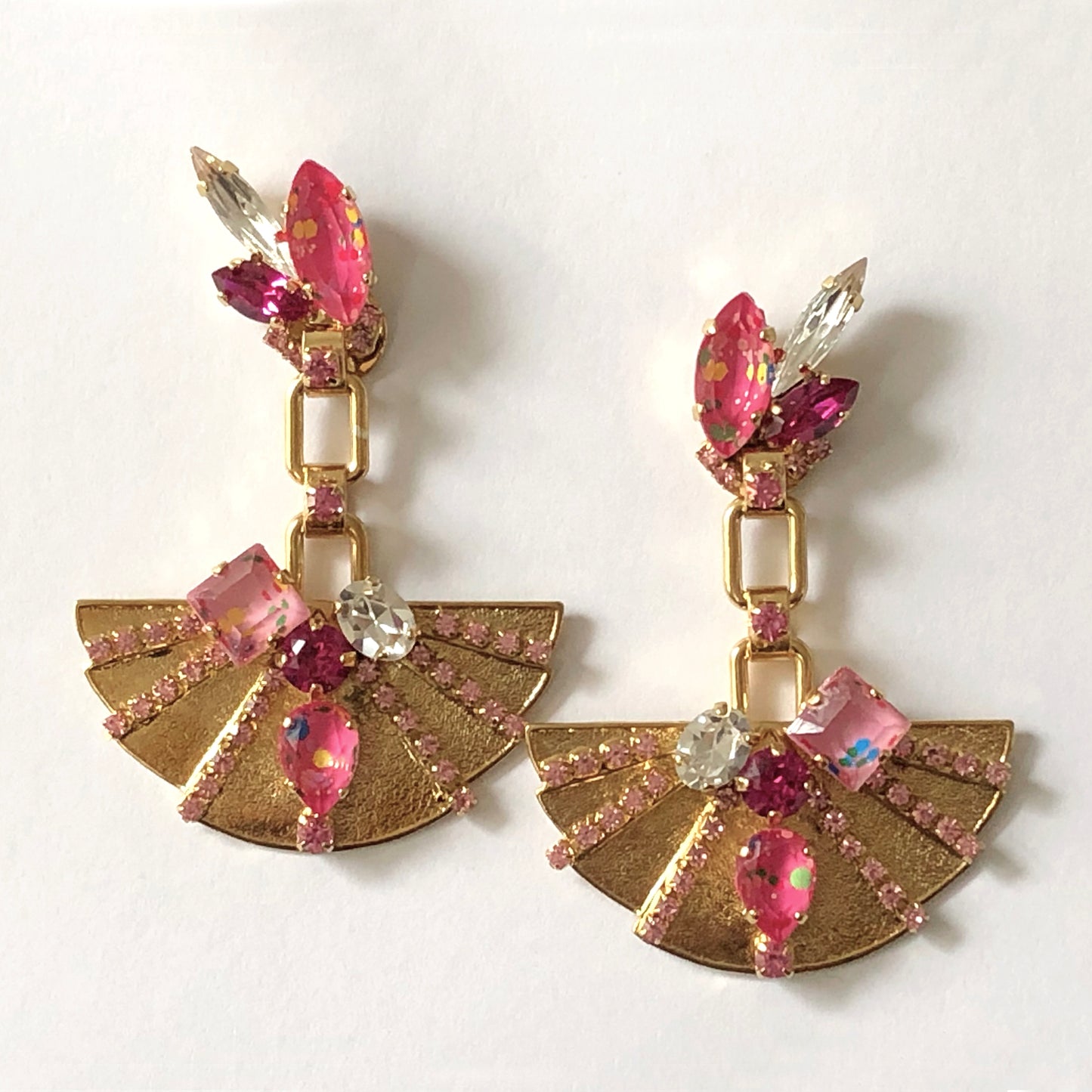 Pink Sphinx Fan Crystal earrings - Heiter Jewellery