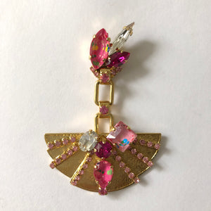 Pink Sphinx Fan Crystal earrings - Heiter Jewellery
